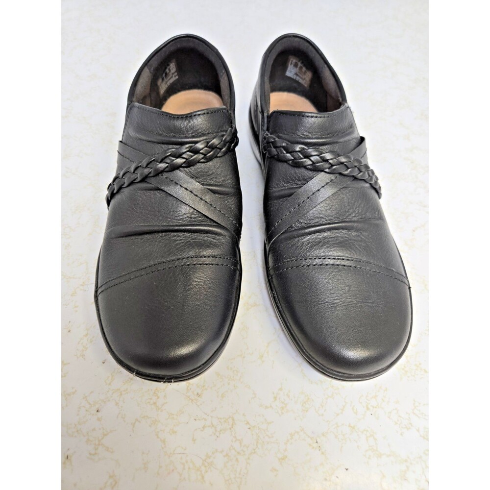 Clarks Collection Women 6 M Slip On Mule Black Braid Loafer Wedge New w/o Box